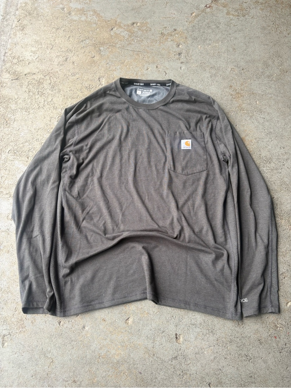 Carhartt Force Men's Long-Sleeve Pocket Tee in Gray